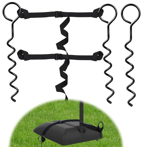 Basketball Goal Anchor Tie Down Kit High Wind Basketball Hoop Anchor for Secure Durable Court Setup Heavy Duty Trampoline Anchor Kit with Adjustable Strap for Mounting Trampoline Swing Tent - size: 3 Anchor and 2 Adjustable Strap