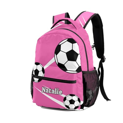 Sport Soccer Player Number Team Name Pink Personalized School Backpack for Teen Kid-Boy/Girl Primary Daypack Travel Bookbag - color: Option 34