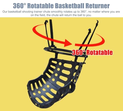 Basketball Shot Returner Portable Lightweight Basketball Return System, 360° Rotatable Basketball Return Attachment for Hoop, Kids Basketball Shot Returner Outdoor