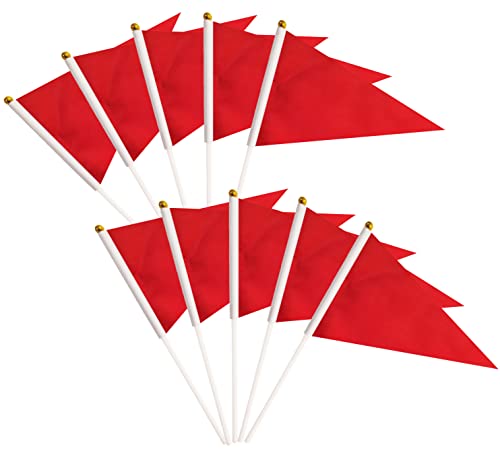 50 Pack Red Pennant Small Mini Flags On Sticks,Hand Held Solid Red Pennant DIY Graffiti Flag,Party Events Celebration,School,Grand Opening,Kids Birthday,Sports Clubs,Flower Pot - color: red