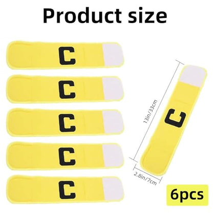 Soccer Captain Armband, Anti-Drop Captain Armbands for Youth and Adult,Adjustable Football Basketball Player Bands - Pack of 6 (Yellow)