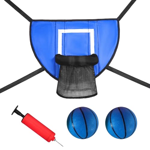 2 Pieces Basketball Hoop Trampoline Basketball Backboard Soft Waterproof Material Breakaway Rim Mini Pump Suitable for Kids Outdoor Exercise Family