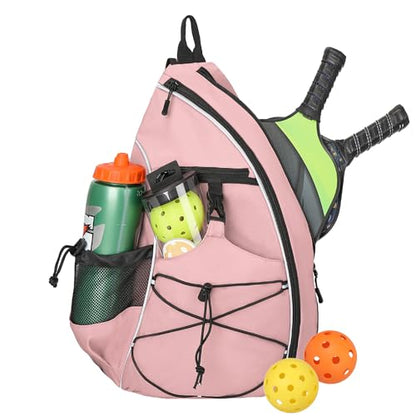 Goloni Pickleball Sling Bag for Men Women, Lightweight Pickleball Backpack with Fence Hook - color: Pink