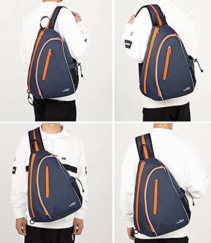 Pickleball Bags for Women Pickleball Paddle Bag Sports Adjustable Sling Bag with Fence Hook Crossbody Backpack Fits to the Courts - color: Orange B