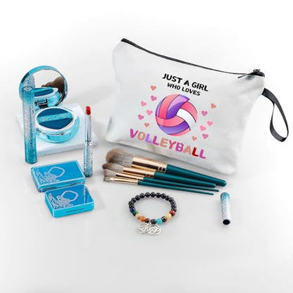 Volleyball Gifts for Teen Girls Team,Small Volleyball Cosmetic Makeup Bag Stuff Birthday Gifts for Friends Female,Christmas - color: Volleyball-PINK