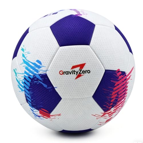 Size 5 Soccer Ball with Pump & Needles –SGS Lab-Tested to Pro Match Standards, Waterproof Seamless TPU Leather, 0.86% Sphericity, 2.3% Air Loss, Indoor Outdoor Match Training for Adults & Youths - color: Blue,White （Checkered）