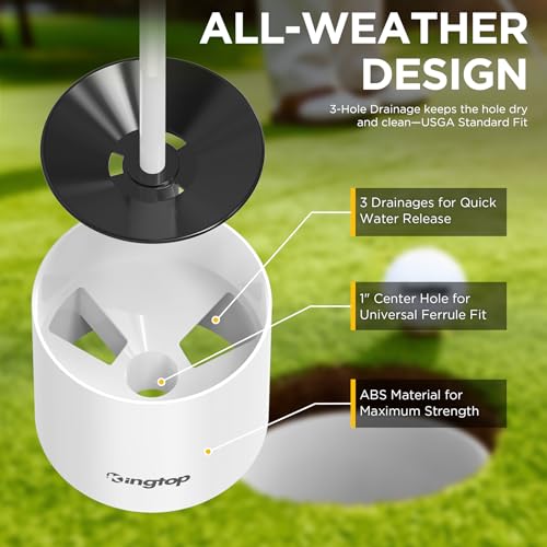KINGTOP Golf Flagstick 6ft, Portable Five-Section Design for Backyard Practice Putting Green, Driving Range Golf Pin Flag Hole Cup Set, Gift Idea - color: Version3- Checkered Flag, 1-Pack