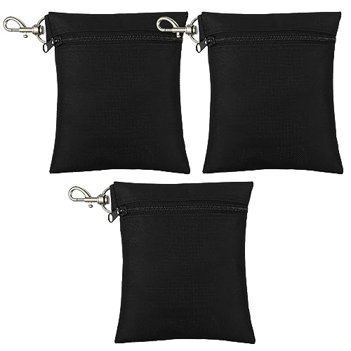 Shappy 3 Pcs Golf Tee Bag 6.7 x 5.5 Inch Golf Ball Bag Pouch Utility Tee Holder with Zipper Metal Lobster Claw Clip Valuables Gift Accessory Pouch for Men Women