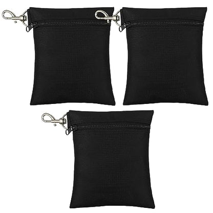 Shappy 3 Pcs Golf Tee Bag 6.7 x 5.5 Inch Golf Ball Bag Pouch Utility Tee Holder with Zipper Metal Lobster Claw Clip Valuables Gift Accessory Pouch for Men Women