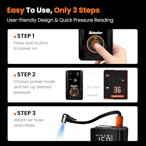 L9 Pro Tire Inflator Portable Air Compressor, 150PSI Cordless Bike Pump, Electric Air Pump with Digital Pressure Gauge, LED Light, Auto Shut-Off, for Motorcycle, Bicycle, Car, Ball