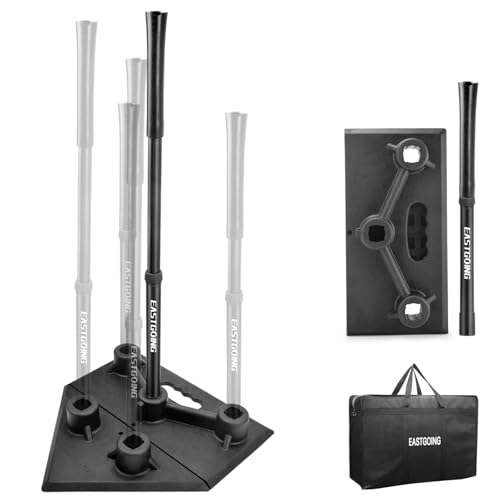 Heavy Duty Baseball and Softball Portable Travel Batting Tee.Adjustable 5-Position Baseball and Softball Batting Tee.Hitting Tee for Any Age Player Baseball - color: Black+ bag