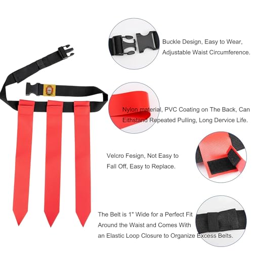 Flag Football Belts for Kids&Adult 6/10/14 Adjustable Flag Football Set 14 Player With 42 Flags For Flag Football Flags Belts