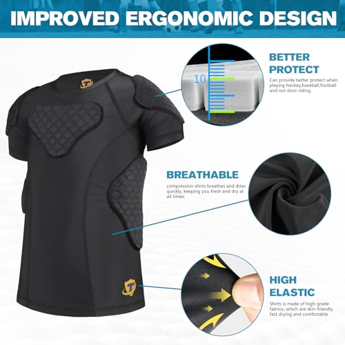 DGXINJUN Youth Padded Shirt Chest Rib Heart Guard Protector Kids Shirt for Football Rugby Lacrosse Baseball Softball