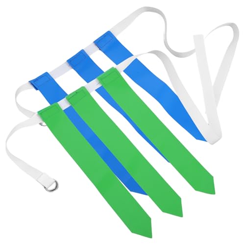 BESTonZON Flag Football Belt 3 Adjustable Flags 2pcs Set Blue and Green Youth and Adult Waist Strap and Games
