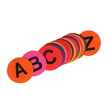 GSi Spot Markers – Non-Slip Non-Toxic Poly Spots – Floor Markers for PE, Sports & Classroom Activities - size: 5.⁠ ⁠Alphabet