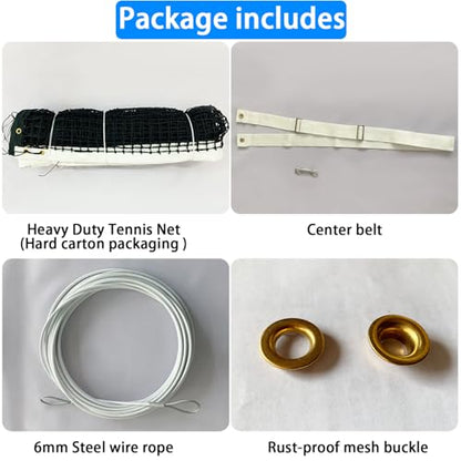 Tennis Net, Thicken Double 6 Rows Nets, Heavy Duty Professional Tennis Court 42FT Net Replacement Portable Nets Nylon for Outdoor/Indoor Standard Courts [ Include Center Strap ]