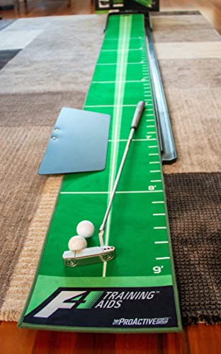 F4 Multi-Break Putting Green – Putting Mat with Slope, Auto Ball Return Track, and Alignment Guides for Indoor/Outdoor Practice, Training, and Games