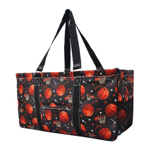 Extra Large Utility Tote Reusable Grocery Bag Oversized Collapsible for Groceries, Storage, Picnic, Beach (Basketball Pro-Black) - color: Basketball Pro-black