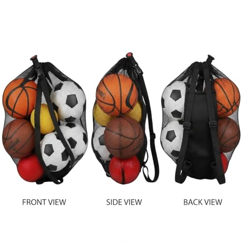 Keeble Outlets Basketball Bag | Large Mesh Ball Bag for Basketballs, Soccer Ball, Volleyball Ball & Sports Equipment | Heavy Duty Mesh Bag | Ball Storage Net with Strap | Sports Bag for Equipment