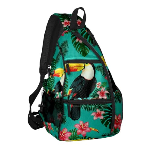 Pickleball Bag Toucan Emerald Green Pickle Ball Backpack for Women Men Premium Lightweight Crossbody Sling Bag Sports Backpack for Pickleball Paddle Tennis - color: Toucan Green