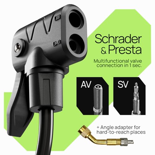Bike Pump Floor, Advanced Bike Tire Inflator, Bicycle Hand Air Pump with Dual Presta and Schrader Valves, Handheld Pump, Suitable for Road and Mountain Bikes, Baby Stroller, Balls - style: Pressure Gauge