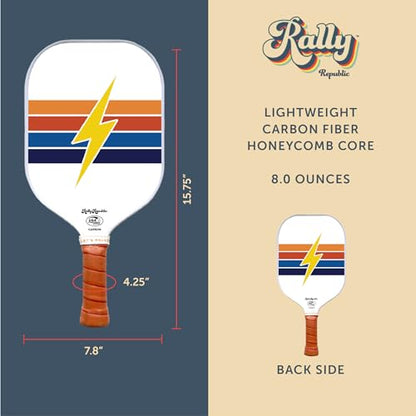 Officially Licensed Pickleball Paddle - USA Pickleball Association Approved Racket - Lightweight Honeycomb Core, Carbon Fiber Exterior, Premium Leather Grip for Comfort