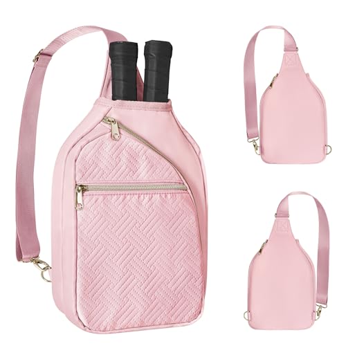 Women's Pickleball Bag - Sling Paddle Bag with Patent Design - color: Pink