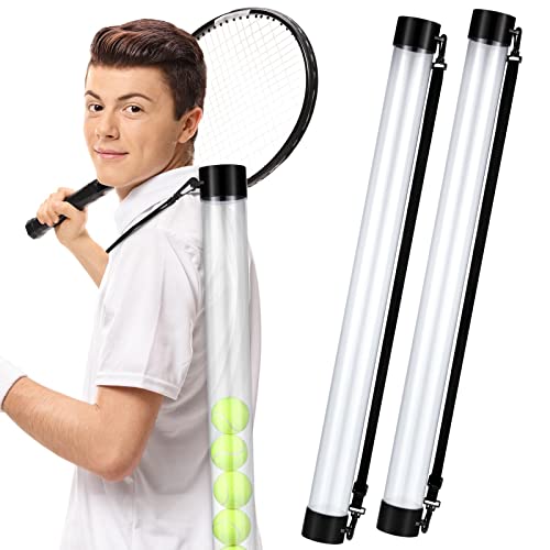 Lenwen 2 Pack Tennis Ball Tube Pickup, Fits 15 Tennis Ball with Shoulder Strap, Lightweight Collector Holder Picker Grabber Retriever Tube Carrier for Players, Coaches & Instructors - color: Clear