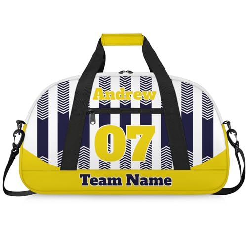Basketball Soccer Gifts for Boys Girls - Custom Sports Duffle Bag, Personalized Name & Team Bag, Water-Resistant Gym Bag for Basketball, Soccer, Volleyball | Y-Navy Yellow - color: Y-Navy Yellow