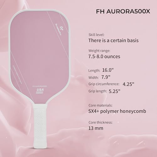 FH-500 T700 Pickleball Racket, 14MM Thick Two-Handed Offensive Pickleball Racket, Speed and Control - color: Pink