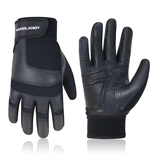 HANDLANDY HLDD Baseball Batting Gloves – Durable Grip, Breathable Softball Batting Gloves for Adults Youth Kids – Gift for Players - color: Dark Black (Kids), size: Kids Small