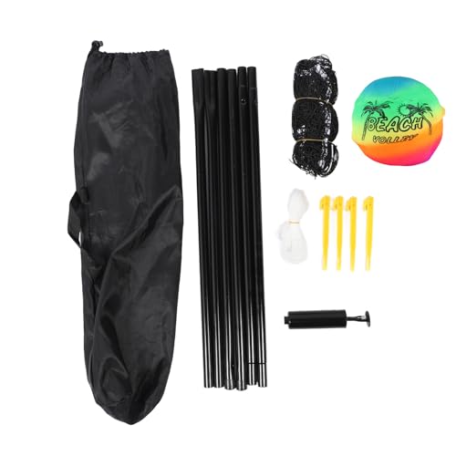 Portable Volleyball Set, Professional Outdoor Beach Volleyball Net System, Complete with Steel Poles No Sag Design, Includes Ball Pump Net for Backyard Camping