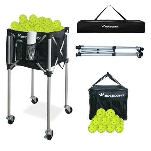 Pickleball Capacity Wheeled cart - Pickleball Storage Bag - Pickle Ball Equipment for Practice - Pickleball Training - Tennis Ball Hopper - Tennis Ball Caddy-with Water Bottle Holder