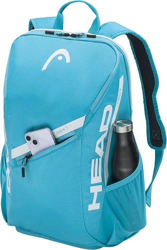 HEAD Tour Tennis Backpack 25L - Holds 2 Racquets, Shoe Compartment, Phone Pocket, Water Bottle & Ball Can Pockets - color: Blue