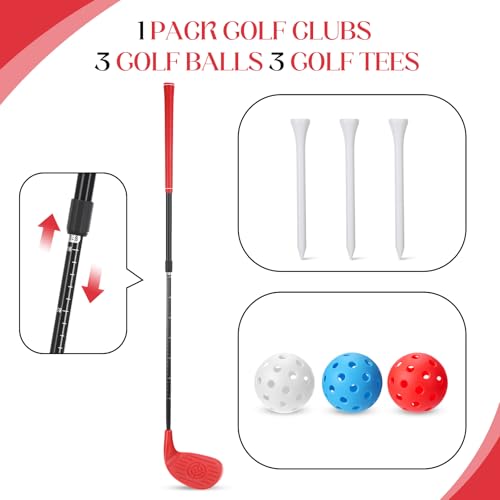 Realspring Backyard Golf Club Set Adjustable Golf Club for Backyard Game Plastic Chipping Clubs Plastic Balls Outdoor Indoor Training Practice Gift for Adults(Red,Left Hand) - style: Left Hand