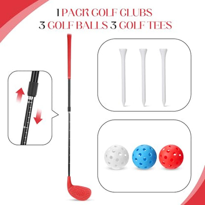 Realspring Backyard Golf Club Set Adjustable Golf Club for Backyard Game Plastic Chipping Clubs Plastic Balls Outdoor Indoor Training Practice Gift for Adults(Red,Left Hand) - style: Left Hand