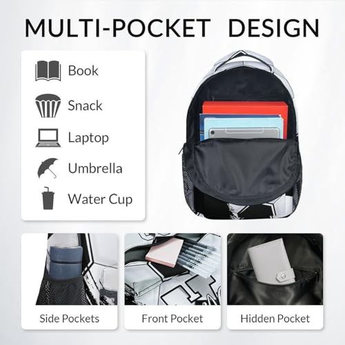 Mercuryelf Backpack for Boys - Custom Name Kids Monogram Soccer Backpacks for Youth Soccer Player/School/Primary with Adjustable Straps - color: Black