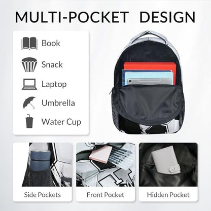Mercuryelf Backpack for Boys - Custom Name Kids Monogram Soccer Backpacks for Youth Soccer Player/School/Primary with Adjustable Straps - color: Black