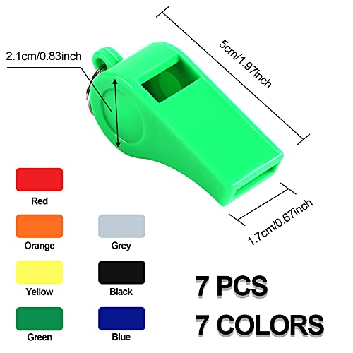 SANNIX 7 Pack Whistles, Coaches Whistles with Lanyard Sports Whistle Loud Crisp Sound Whistles for Referees Training Gyms Emergency - color: Multicolor