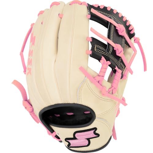 SSK Z5 Craftsman Infield Baseball Glove – 11.25” - 11.5” - 11.75” - 12” – Right & Left Hand Throw - color: Camel/Black/Pink, size: 11.5" - Right Hand Throw