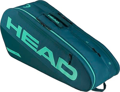 HEAD Tour Racquet Bag M (6R) Tennis Bag - Holds Up to 6 Racquets, CCT+ Climate Control Technology, 2 Main Compartments, Shoe Pocket & Backpack Carry System - color: Green