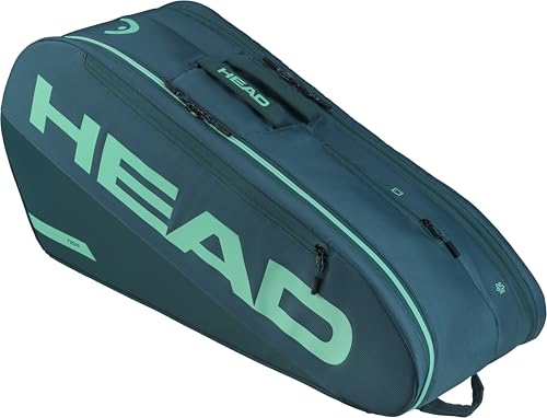 HEAD Tour Racquet Bag M (6R) Tennis Bag - Holds Up to 6 Racquets, CCT+ Climate Control Technology, 2 Main Compartments, Shoe Pocket & Backpack Carry System - color: Green