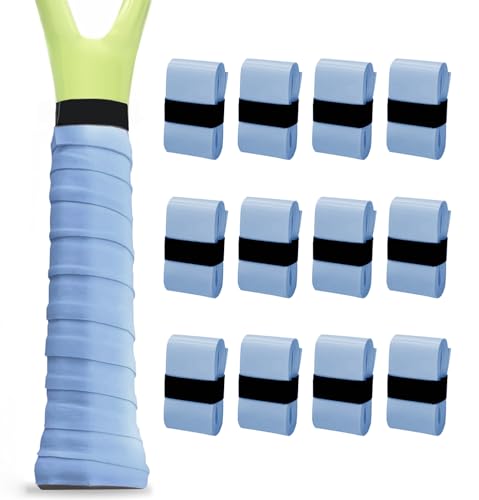 Tennis Racket Grip Tape, 3/6/12 Pack Precut Anti Slip Tennis Grip Tape, Absorbent Dry Feel Tennis Grips Overgrip for Tennis, Pickleball - color: Blue