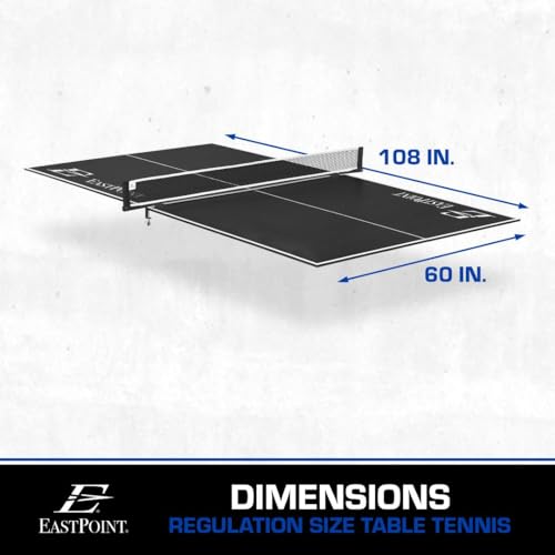 EastPoint Foldable Table Tennis Conversion Top - 9 ft x 5 ft, Blue - Zero-Assembly Ping Pong Table Topper - Tournament-Grade Bounce on Tennis Surfaces - Complete Net & Posts for Ping Pong Play
