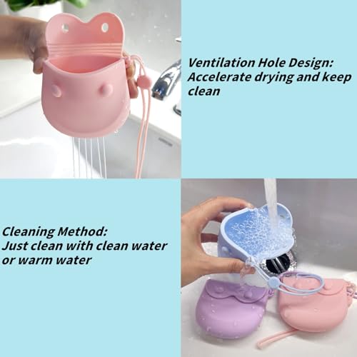 1PC Silicone Retainer Case with Lanyard, Cute Vent Holes Denture Box, Mouth Guard Case Travel Holder for Girls, Women, Men (Pink with Lanyard) - color: Pink with Lanyard