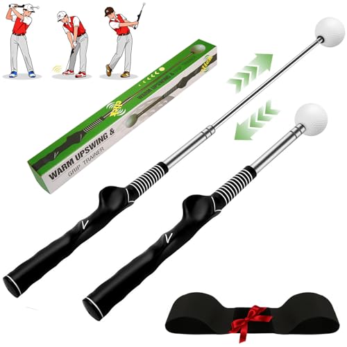 Retractable Golf Swing Trainer with Arm Band - Click Stick Golf Training Aid, Right/Left -Handed Golf Swing Practice Stick for Chipping & Hitting, Portable Indoor Outdoor Golf Practice Stick - style: Right-Handed Golf Swing Trainer