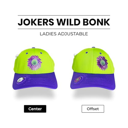 Ladies Adjustable Hats - Tee Holder with Tees & Bill Magnet with Ball Marker - 100% Custom Made - color: Jokers Wild Bonk, style: Center