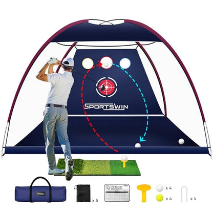 10x7ft Golf Nets for Backyard Driving Real Golf Balls, Practice Net Set with Tri-Turf Mat for Backyard, Garage, Indoor Outdoor Driving Chipping Practice Net