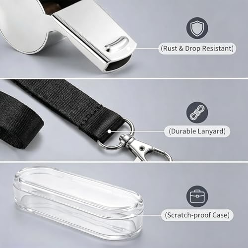 8 Pack Thank You Coach Whistle Set Engraved Stainless Steel Whistles with Lanyard Appreciation Gifts for Coaches Referees Team Staff