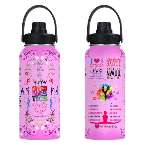 Gymnastics Water Bottle 32oz Gymnastics Stainless Steel Tumbler Gymnastics Insulated Bottles For Men Women Gymnastics Gifts For Gymnastics Lover Player Fan Coach - color: Gymnastics